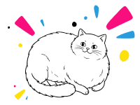 PNG raster cat illustration showing pixelation when zoomed in